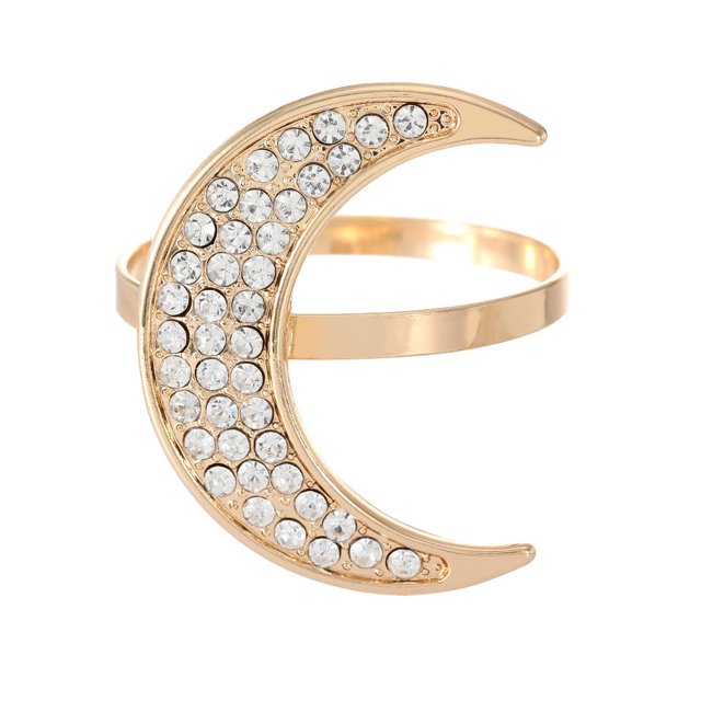 Metal Napkin Rings Eid Ramadan Hollow Moon Pattern Napkin Holder Wedding Dinner Napkin Buckles for Table Decoration