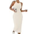 thumbnail image 3 of HBBIKVI Ribbed Bodycon Midi Dress for Women Summer Sleeveless Halter Dress with Stretchy Knit Fabric and Flattering Fit for Daily Comfort, 3 of 7