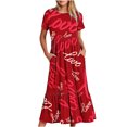 thumbnail image 1 of Robe d'Été pour Femmes 2024 Mode Grande Taille Décontractée à Manches Courtes Col Rond Robe Décontractée Fluide à Volants Maxi Robe de Plage avec Poches Robe à Imprimé de la Saint-Valentin Rabais de 50 % Liquidation!, 1 of 4