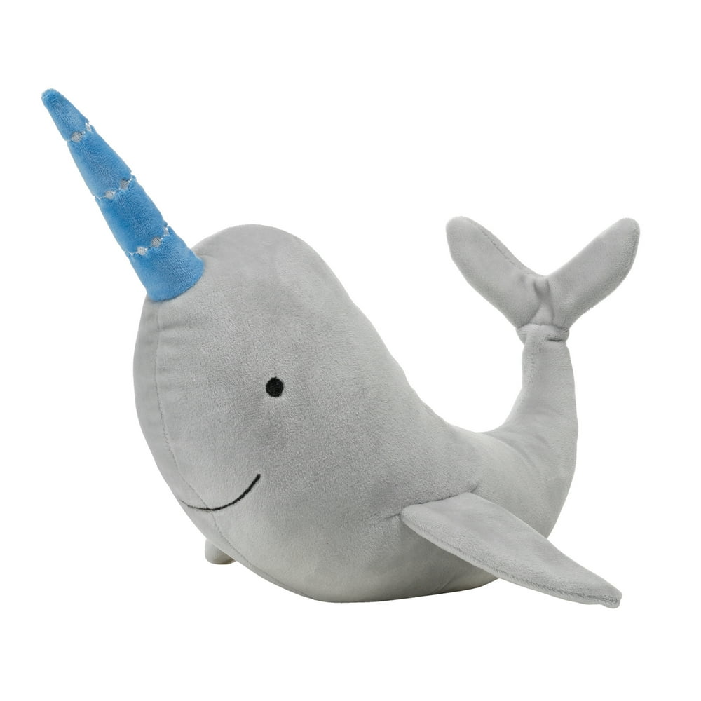 Bedtime Originals Whales Tale Plush Gray Narwhal Whale Stuffed Animal