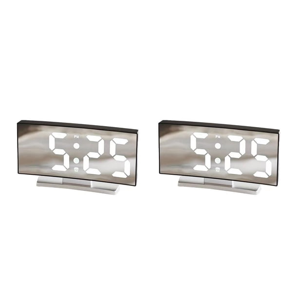 Billuyoard Reloj despertador LED Pantalla grande Termómetro multifuncional Decoración de Pantalla de calendario USB para dormitorio Luz negra / Luz blanca/negra 2Conjunto