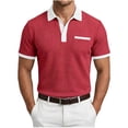 thumbnail image 2 of Golf Shirts for Men Turndown Collar Short Sleeve Polos Color Block Stretch Daily Casual Stylish Shirt,Sizes S-3XL, 2 of 7