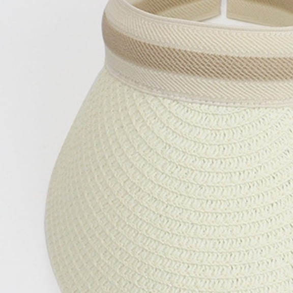 Shenmeida Empty Top Foldable Straw Sun Visor Hats for Women, Wide Brim Ponytail Summer Beach Hat, Protect Your Skin Easily