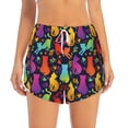 thumbnail image 2 of Fuzoiu Colorful Cats Print Women's Athletic Shorts, Double-Layer Running Shorts with Pocket,Women's Workout Shorts for Yoga, Gym, and Workouts-Small, 2 of 7