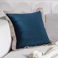 thumbnail image 2 of DriftAway Boho Throw Pillow Covers Modern Farmhouse Decorative Home Cushion for Bed Sofa or Bench 2 Pieces 18"L x 18"W Plus 1.5" Linen Blend Flange Peacock Blue, 2 of 7