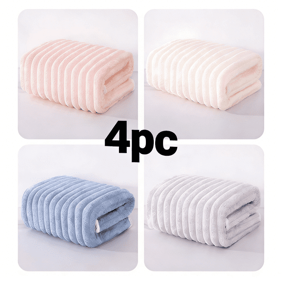 4 Pack Bath Towel | Velvet Sheets Super Absorbent & Quick-Drying Beach Towel | Soft & Thick Velvet Fabric | 40x80 cm | Towels for Bathroom