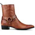 thumbnail image 2 of OSSTONE Dress Boots Chelsea Designer Boots for Men Zipper-up Leather Casual Heel Shoes JY018-Brown-13 Brown, 2 of 6