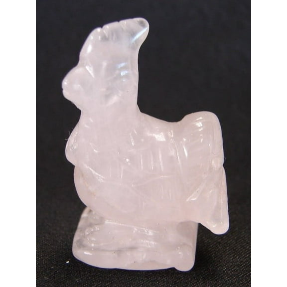 Small Rose Quartz Rooster Statue