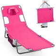 thumbnail image 1 of Costway Patio Tanning Chair,Folding Beach Lounge Chair with 5-Position Adjustable Backrest Pink, 1 of 10