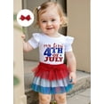 thumbnail image 5 of BemeyourBBs Girls Patriotic Outfit Letter Print Rompers and Tulle Skort Headband, 5 of 9