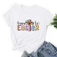 thumbnail image 2 of Virmaxy Happy Easter Womens Cross Graphic Basic Tee Easter Fashion Printed Short Sleeved T-Shirt With Novel Pattern Short Sleeved Round Neck Top White-A XL, 2 of 3