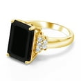 thumbnail image 3 of Gem Stone King 18K Yellow Gold Plated Silver Black Onyx Ring for Women (6.90 Cttw, Gemstone December Birthstone, Emerald Cut 14X10MM, Available in Size 5, 6, 7, 8, 9), 3 of 5