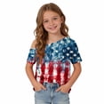thumbnail image 5 of YUANxueke 4th of July Outfit Tops for Girls Short Sleeve Off the Shoulder Printed T-Shirt Summer Fashion USA Shirt for 5-14 Years, 5 of 8