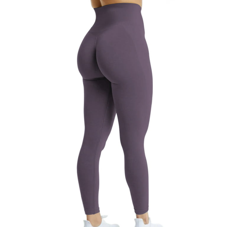 A AGROSTE Seamless Butt Lifting Leggings for Women Booty High Waisted  Workout Yoga Pants Scrunch Gym Leggings Violet-M