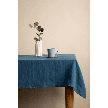 

Peacock Blue Tablecloth Pure Linen Cotton Mix