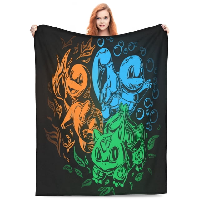 Manta de dibujos animados Charmander, manta de vellón de lujo ultra suave y acogedora para sofá cama, mantas de franela cálidas para todas las estaciones, ropa de cama para niños, adolescentes y