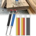 thumbnail image 3 of Hand Tool Metal Carpenter Pencil With Refill Built-In Sharpener For Deep Hole Marker Draw On Metal Plastic Glass Wood Paper, 3 of 8