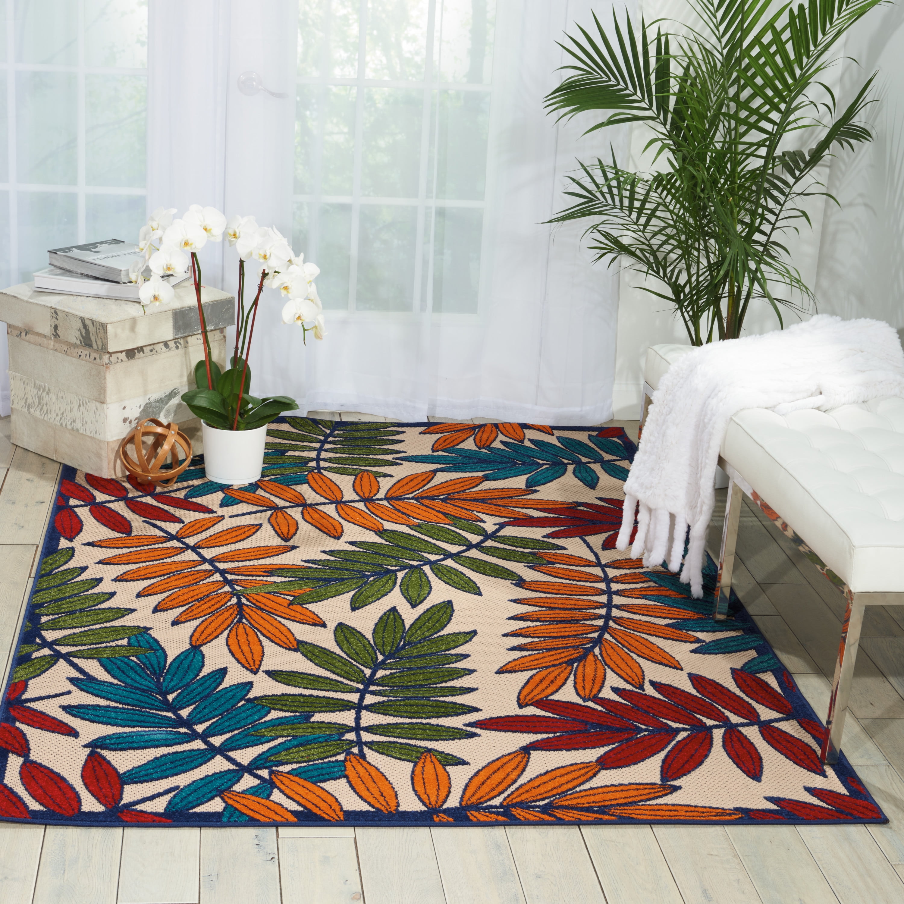Nourison Aloha Indooroutdoor Botanical Multicolor Area Rug Walmart