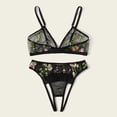 thumbnail image 5 of Gibobby Conjunto de lencería Sujetador + tangas Lencería Sujetador de encaje Tanga Bordado Conjunto de ropa interior + Tanga abierta Íntimos de mujer(Negro, G), 5 of 5