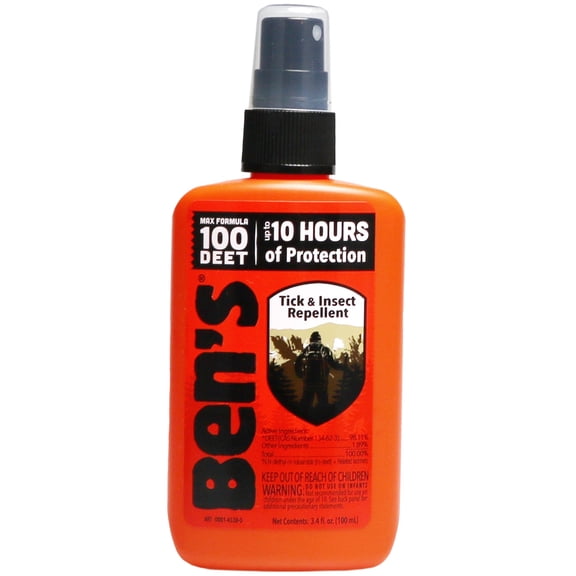 Ben's Tick & Insect Repellent - Travel Size Bug Spray with 100% DEET for Mosquitoes, Ticks & More - Up to 10 Hours of Protection - Max Strength - 3.4 oz (2 Pack)