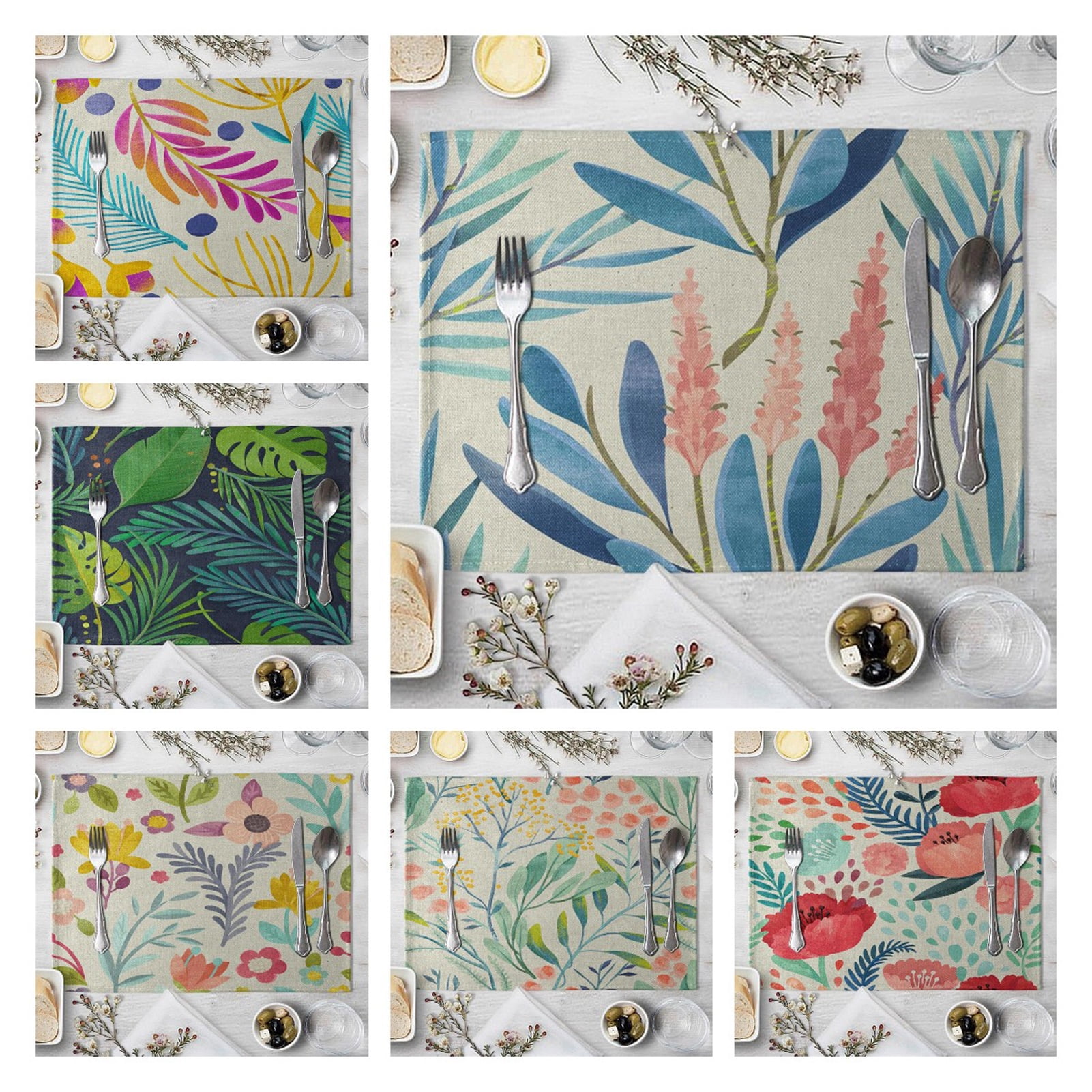 Cheers US Botanical Fresh Easter Placemats Bright Watercolor Hydrangea