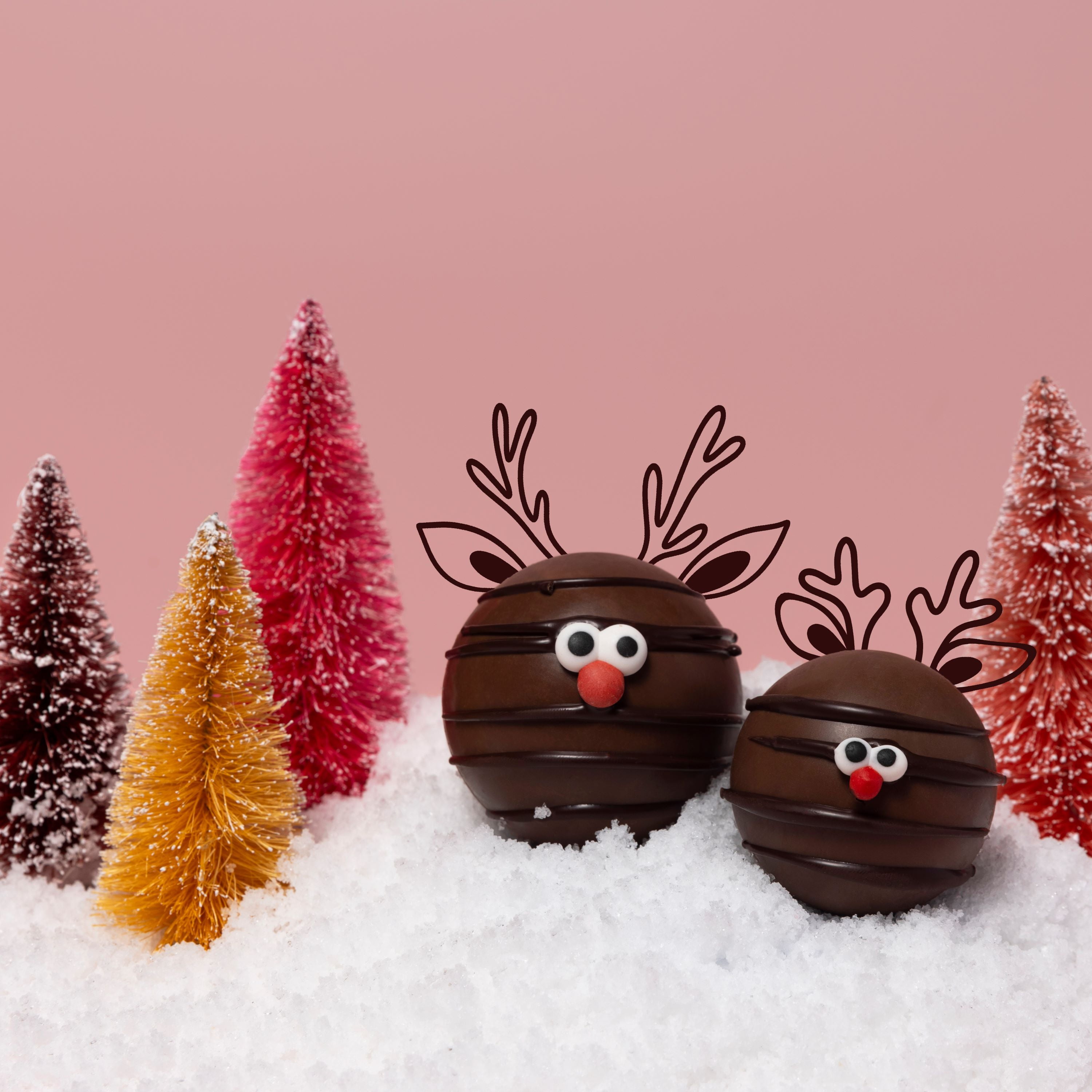 (2 pack) Maud Borup Milk Chocolate Reindeer Hot Cocoa Bomb with Mini Marshmallows,1.2 oz, Seasonal Holiday Treat & Gift