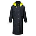 thumbnail image 3 of Portwest UH447 Men's Reversible Safety Raincoat Hi Vis Waterproof Long Rain Jacket Yellow/Black, 5X-Large, 3 of 7