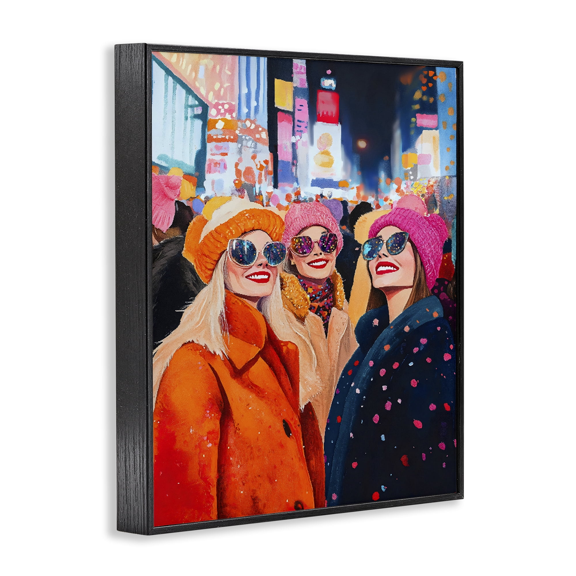 Stupell Industries New Year's Girls in City Black Framed Giclee Art, design by LSR Design Studio