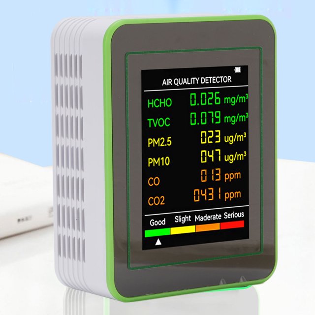 Monitor De Aire, Detector De Medidores De Del Aire Recargable Portátil Con CO2 TVOC HCHO PM2.5 PM10 Detección, Pantalla Digital LCD De 2.8 Pulgadas, Para El