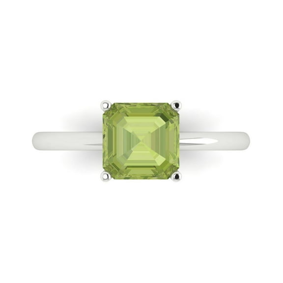Solitaire Engagement Ring for Women - 2ct Natural Peridot in 18K White Gold Promise Ring