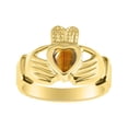 thumbnail image 1 of RYLOS Rings Gold Plated Silver Claddah Love, Loyalty & Friendship Heart 6MM Gem Irish Wedding Band Claddagh Rings Tiger Eye Jewelry Size 13, 1 of 6