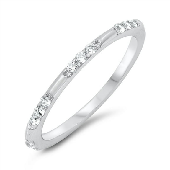Clear CZ Multiple Stones Stackable Ring Sterling Silver Size 5