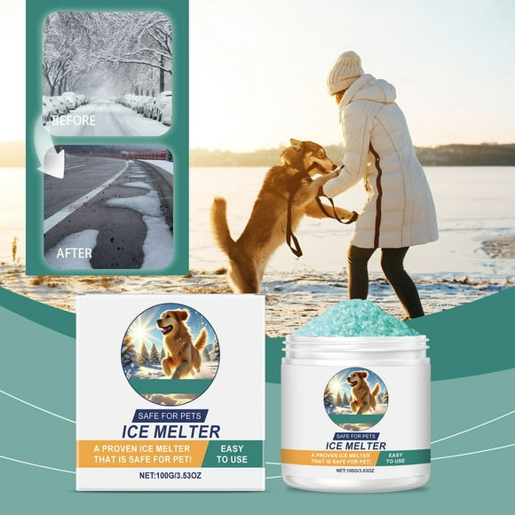 Ice Melt, Pet-Friendly Ice Melt, Fast-Acting Mild Formulas, Effectively Melt Ice Below Zero Degrees, Safer for Pets, Concrete, 3.53oz