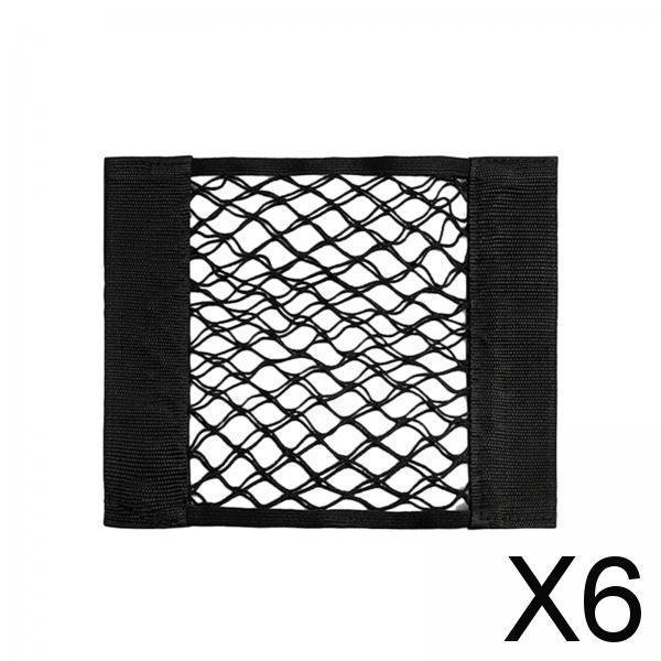 6x Red de Almacenamiento para Automóvil, Bolsa Organizadora de Calcomanías de Pared, Red de Almacenamiento Elástica para Automóvil con Cinta Adhesiva, 6 piezas
