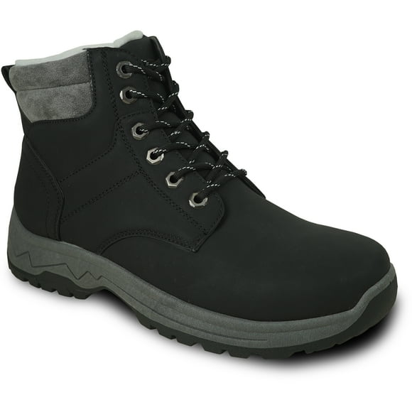 kozi Bottes d'Hiver Confortables pour Hommes TAD Doublées de Fourrure à Lacets Noir