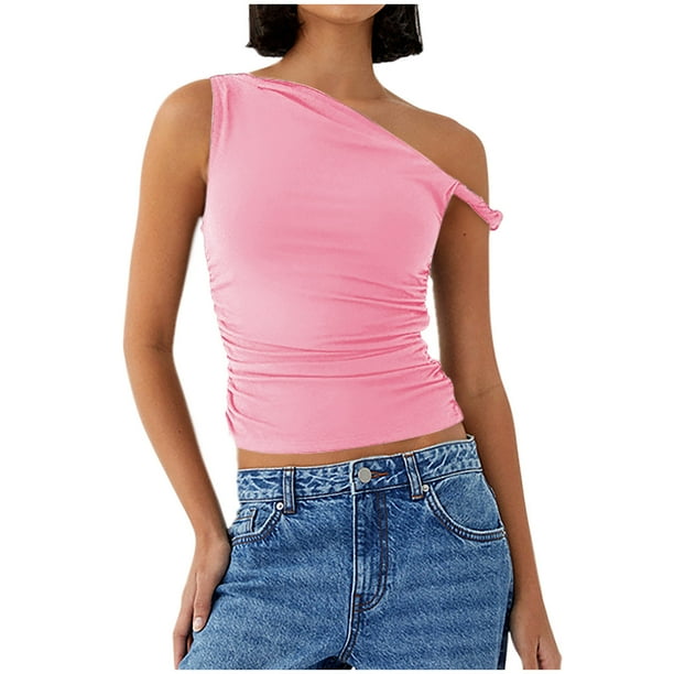 Camisetas Casuales de Mujer sin Mangas Diseño de Cuello en V, Ligero Poliéster Primavera Y Blusa de Verano