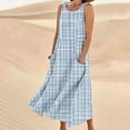 thumbnail image 2 of Dresses for Women Loose Casual Floral Printed Maxi Long Dress Plus Size Sleeveless Round Neck Dresses with Wide Pocket Summer Beach Boho Tank Dress Tshirt Dresses for Ladies, 2 of 5