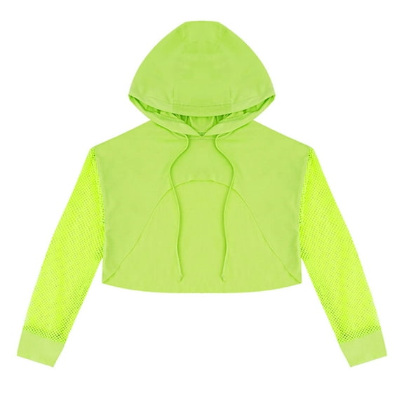 DPOIS Big Girls Fishnet Mesh Hooded Sweatshirts Long Sleeve Athletic Top