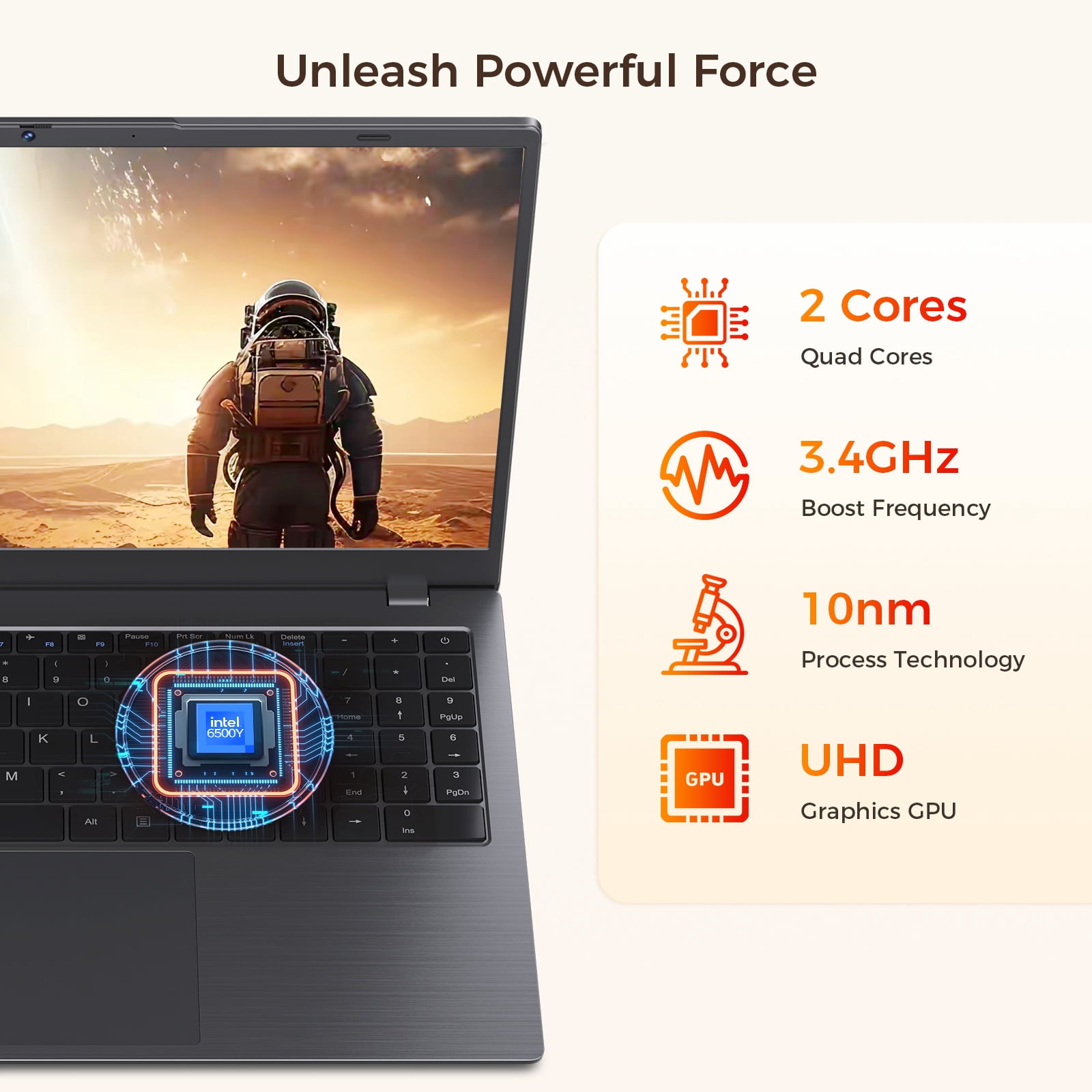HYYUO Laptop Computer, 15.6inch FHD Display 12GB RAM 256GB SSD, Intel 6500Y 2 Cores, Office 2024 Windows 11, Type-C PD Dual 4K Output for Work Study