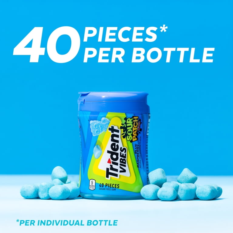 Trident Vibes Sour Patch Kids Sugar Free Gum, Blue Raspberry