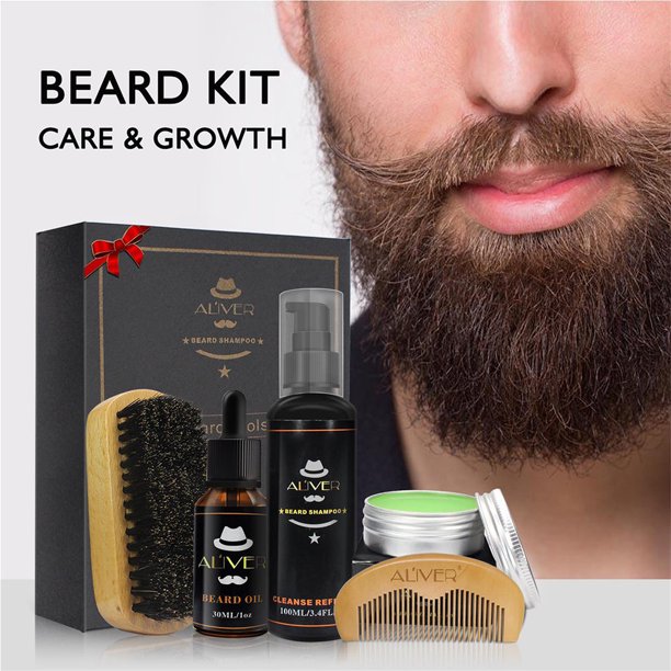 HHEN Premium Beard Hair Growth Products Kit Set With Oil Balm Brush And