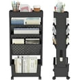 thumbnail image 3 of 5 Tier Rolling Utility Cart Multi-Functional Movable Storage Book Shelves with Lockable Casters for Study Office Kitchen Classroom, Black, 3 of 16