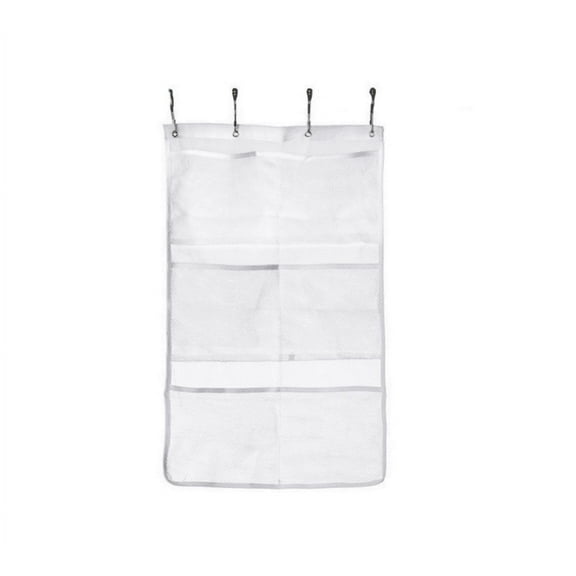 1 Pack Hanging Mesh Shower Caddy Organizer with 6 Pockets, Shower Curtain Rod/Liner Hook Fabric Storage Bag Bathroom Door Hanger