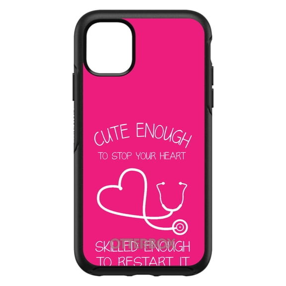 DistinctInk OtterBox Symmetry Custom Case for Apple iPhone 15 (6.1" Screen) - Show Your Support for Nurses - Tempered Glass Back