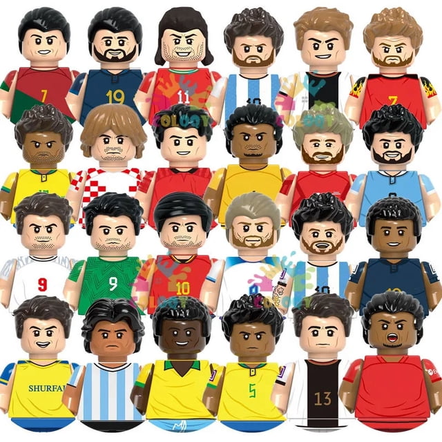 Juguetes para niños Estrellas de fútbol Bloques de construcción Jugador deportivo Bailey Messi Ronaldo Mini figuras de acción Juguetes para niños Regalos de Navidad