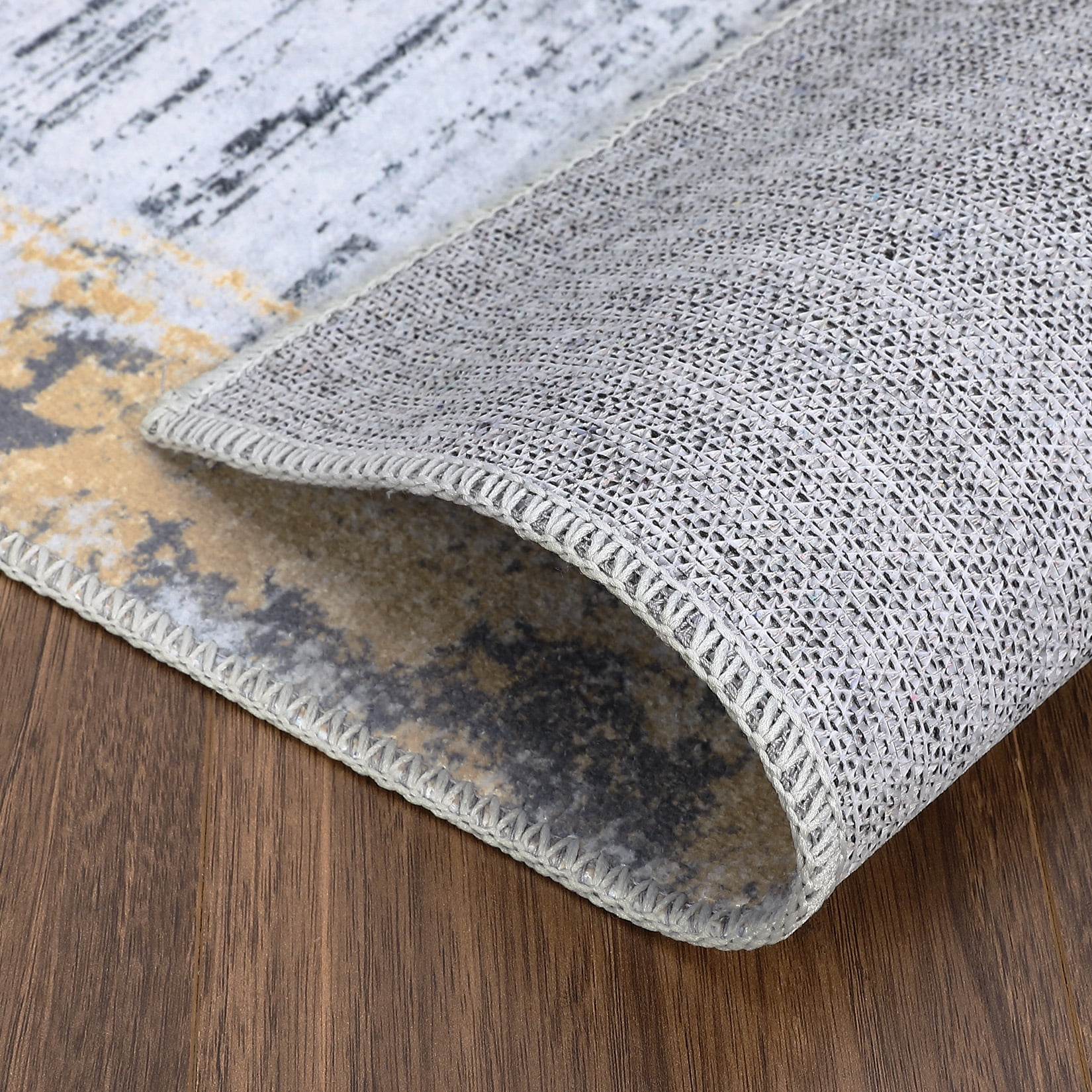 HOMERRY Washable Rugs 8'x 10' Rug for Living Room Bedroom Rug Modern Bordered Thin Indoor Carpet, Yellow