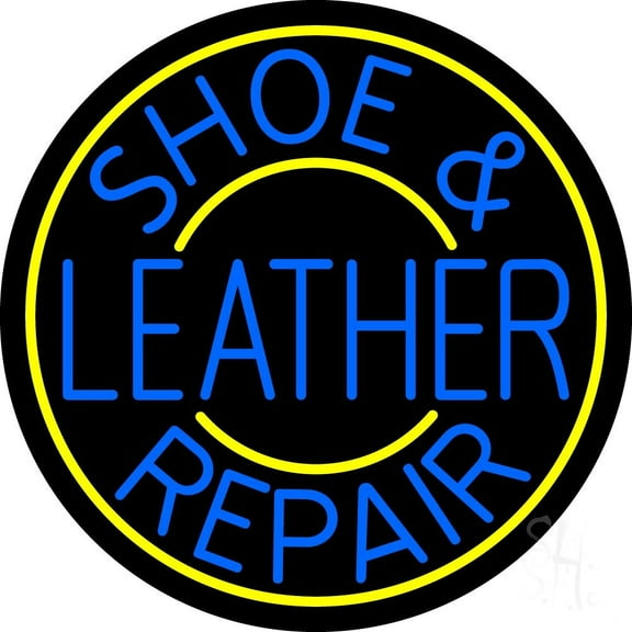Shoe and Leather Repair LED Neon Sign 26 x 26 - inches, Black Square Cut Acrylic Backing, with Dimmer - Bright and Premium built indoor LED Neon Sign for store interior Décor, Storefront.