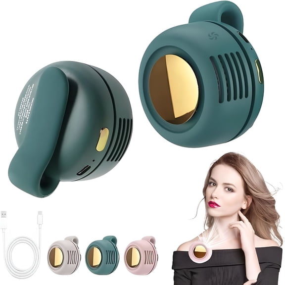 HIBIBUD Portable Silent Mini Bladeless Electric Fan,Mini Whirlwind Fan for Waist Clip Fan,3 Speeds Hands-Free Neck Fan,Suitable for Outdoor&Travel&Office,Travel Accessories,Gift (Green)