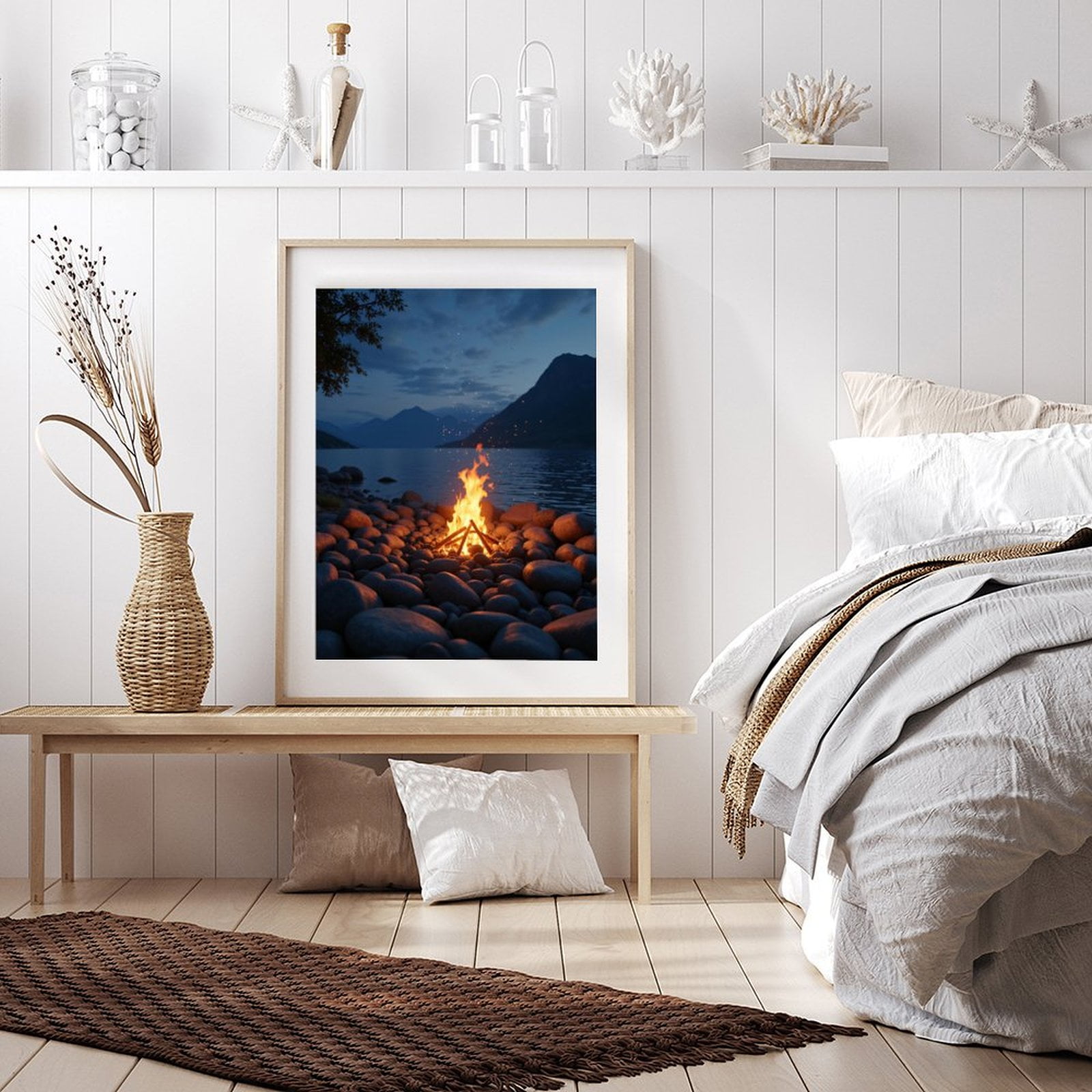 Diamond Art Kits for Adults - 5d Campfire Lake Sunset Rocks Diamond Painting for Adults, Diamond Art for Adults Beginners, Diamond Painting Kits for Adults for Home Wall Decor