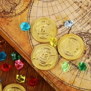 JUMRHFAN Pack of 320 Pirate Treasure, 160 pieces Gemstones for Children, 160 pieces Gold Coins Children, Pirate Theme Decoration Suitable for Children's Birthdays Party and Other